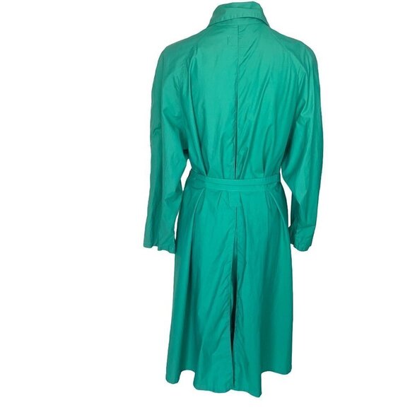 Finn Flare Trench Coat Womens Size 10 Vintage Lightweight Polyester Cotton Green - Picture 2 of 12